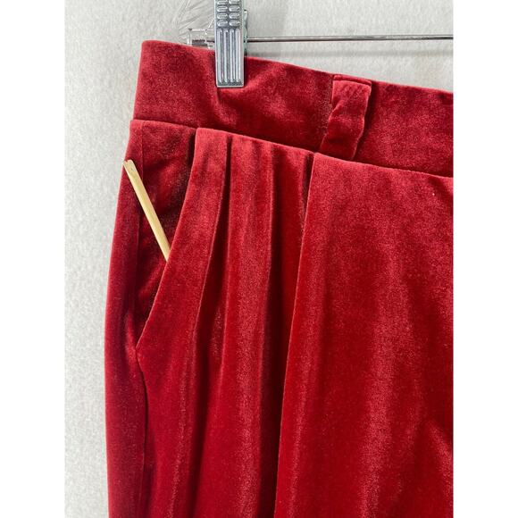 TORRID Pants 18T Plus Velour High Waist Pleated Trouser Tapered Stretch Red - Picture 7 of 16